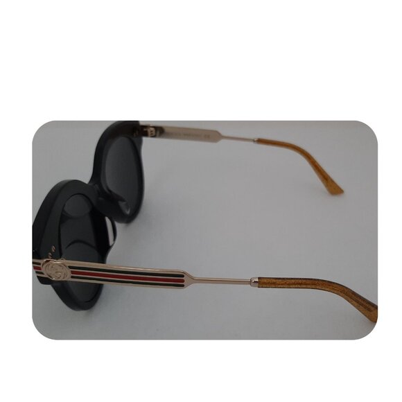 GUCCI Women\'s SUNGLASSES Shades Black Gold Round Logo GG0282SA Italy main image 5